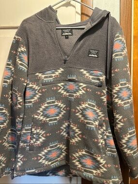 Massive Otter Gray Aztec Pullover Fleece Hoodie